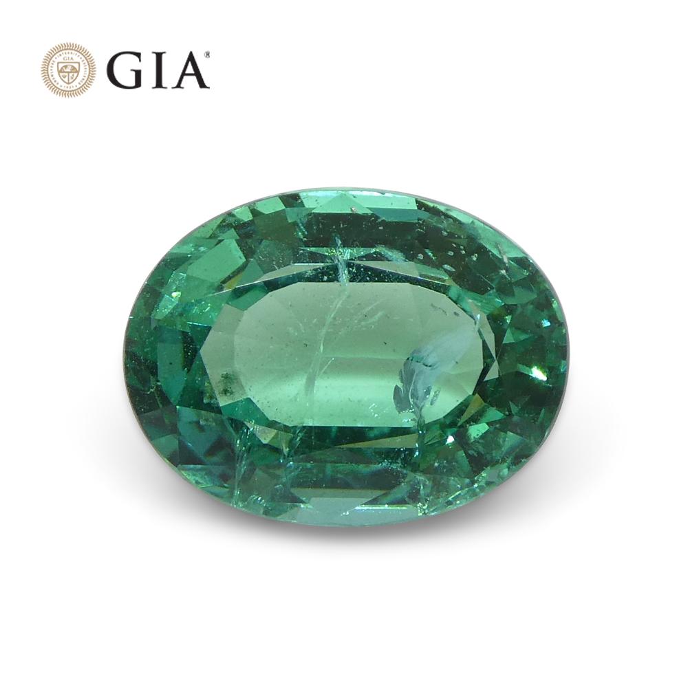 2.6ct Oval Green Emerald GIA Certified Zambia For Sale 2