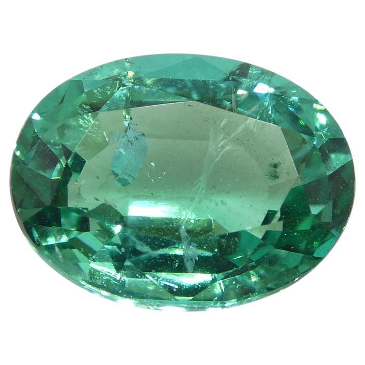 2.6ct Oval Green Emerald GIA Certified Zambia For Sale