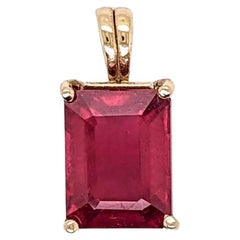 2.6ct Red Ruby Pendant in Solid 14K Yellow Gold  EM 9x7mm  Solitaire Pendant