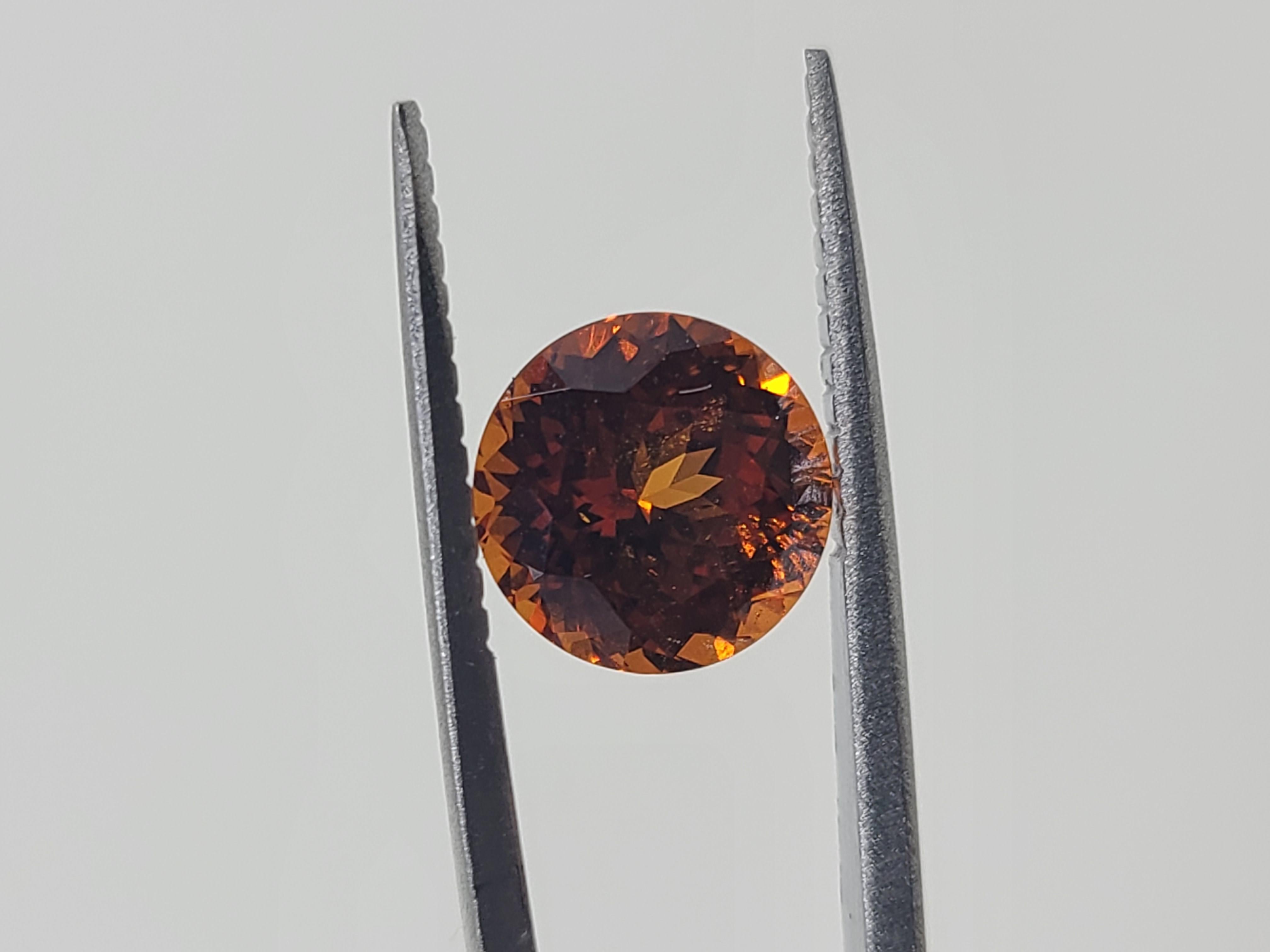 Round Cut 2.6 Carat Spessartine Orange Garnet 5mm Round Faceted Cut - Single Loose Stone For Sale