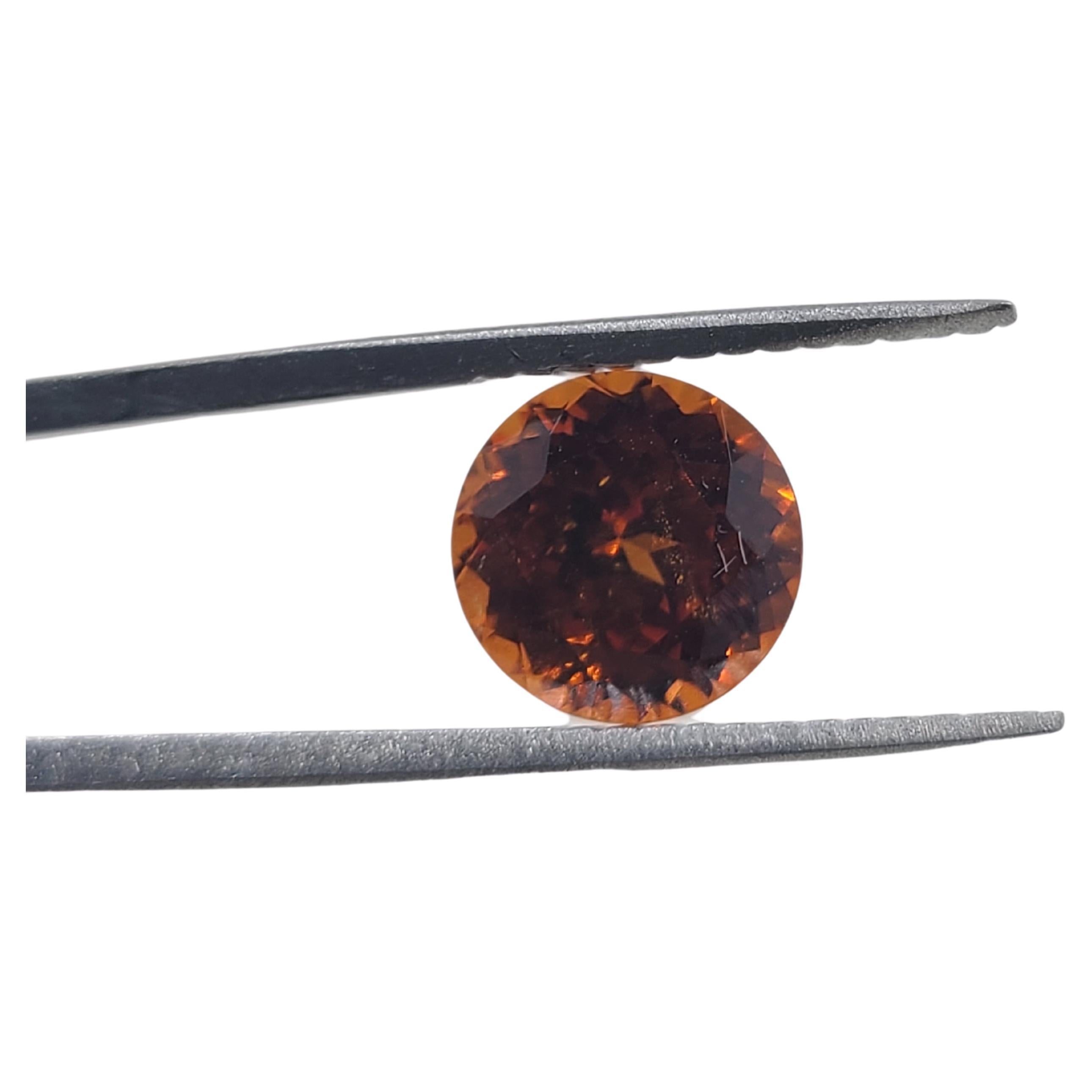 2.6 Carat Spessartine Orange Garnet 5mm Round Faceted Cut - Single Loose Stone For Sale