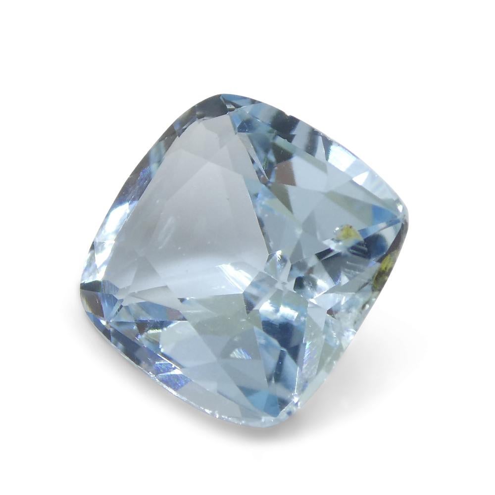 2.6ct Square Cushion Blue Aquamarine from Brazil For Sale 5