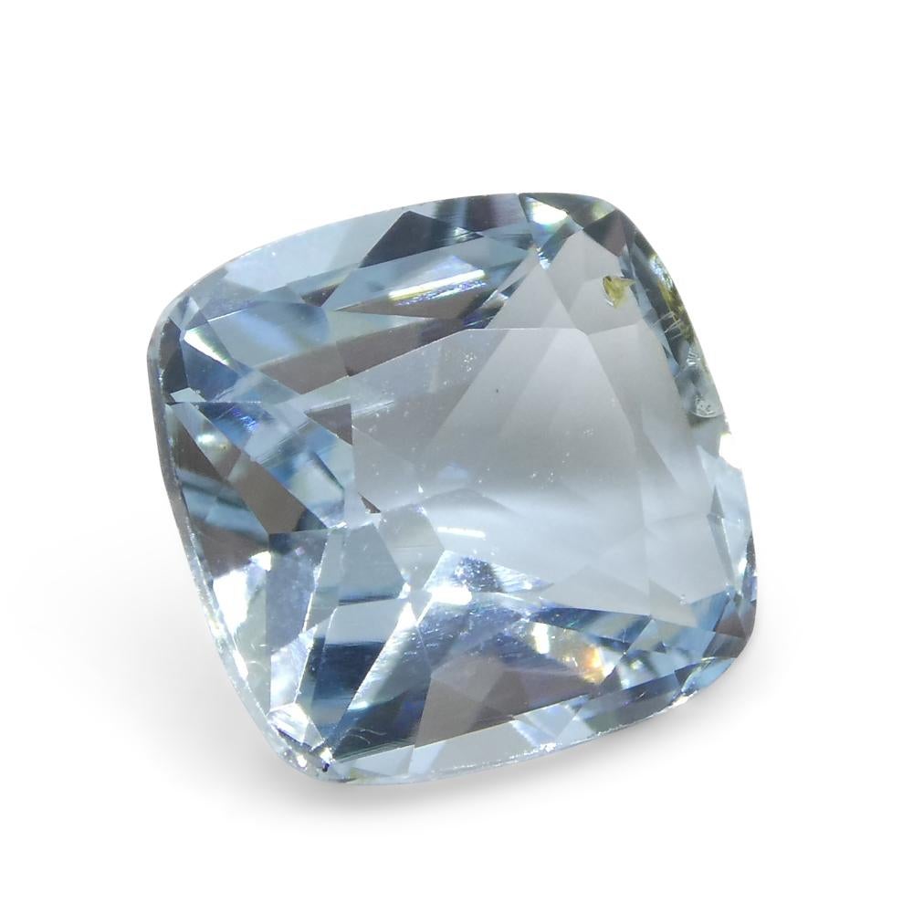 2.6ct Square Cushion Blue Aquamarine from Brazil In New Condition For Sale In Toronto, Ontario