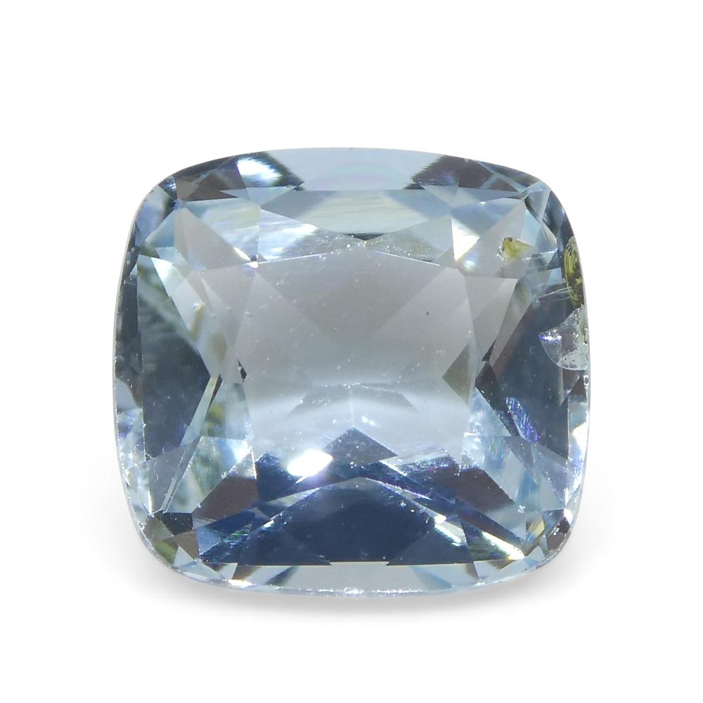 Women's or Men's 2.6ct Square Cushion Blue Aquamarine from Brazil For Sale