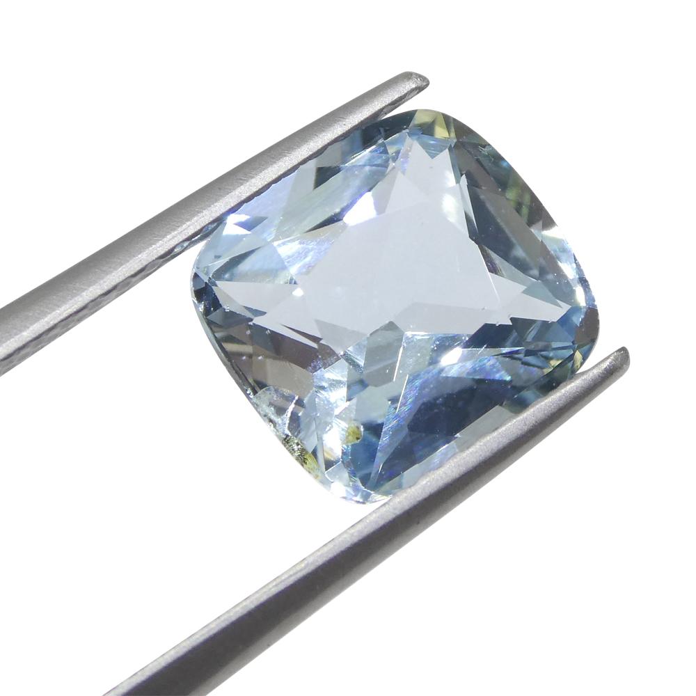 2.6ct Square Cushion Blue Aquamarine from Brazil For Sale 2