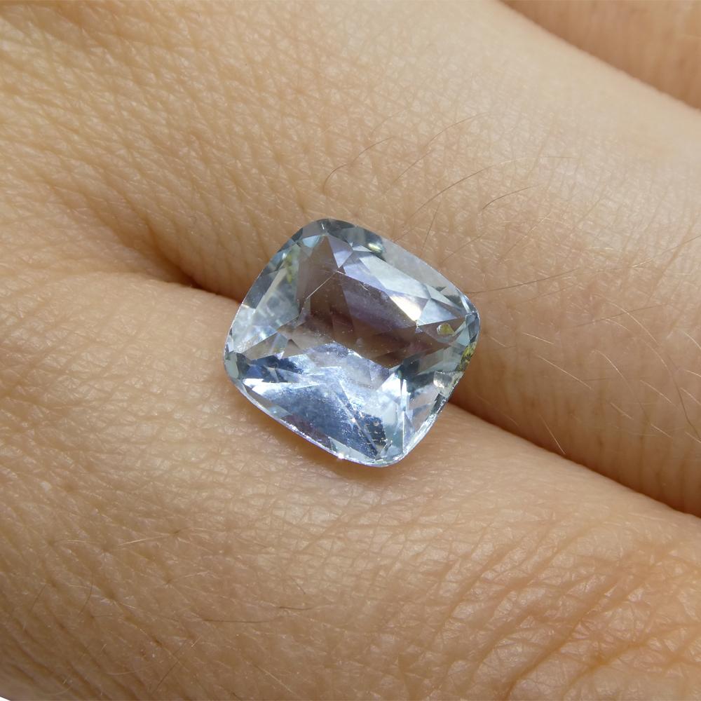 2.6ct Square Cushion Blue Aquamarine from Brazil For Sale 3