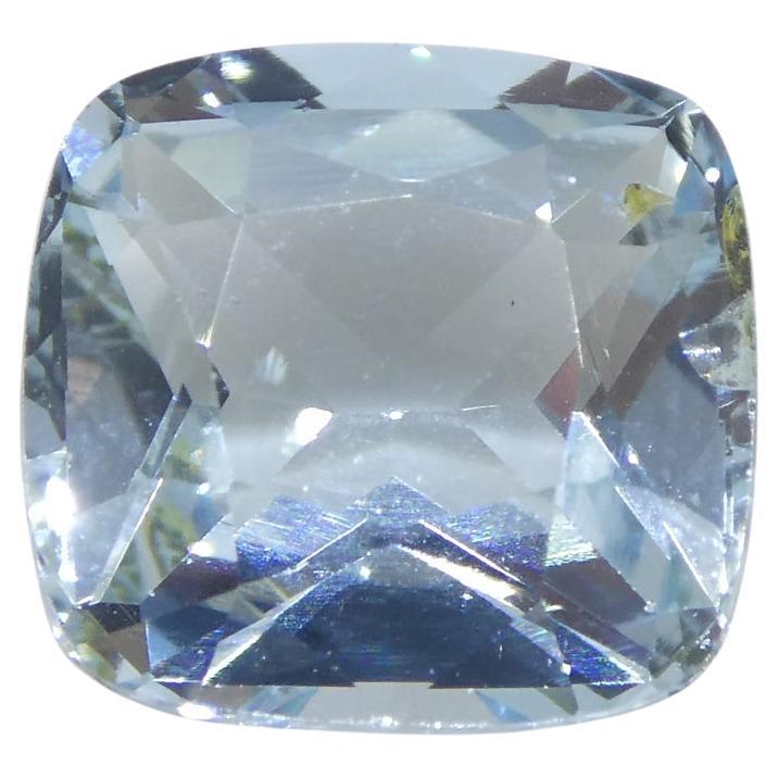 2.6ct Square Cushion Blue Aquamarine from Brazil For Sale