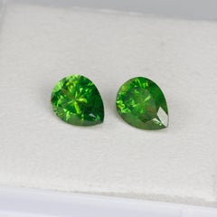 2.6cts Certified Natural Russian Demantoid Garnet Pear Shape Pair