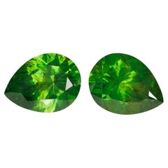 2.6cts Certified Natural Russian Demantoid Garnet Pear Shape Pair