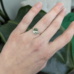 2.6cts Green Tourmaline Ring with Natural Diamond Accents: Solid 14k Gold, 9x7mm