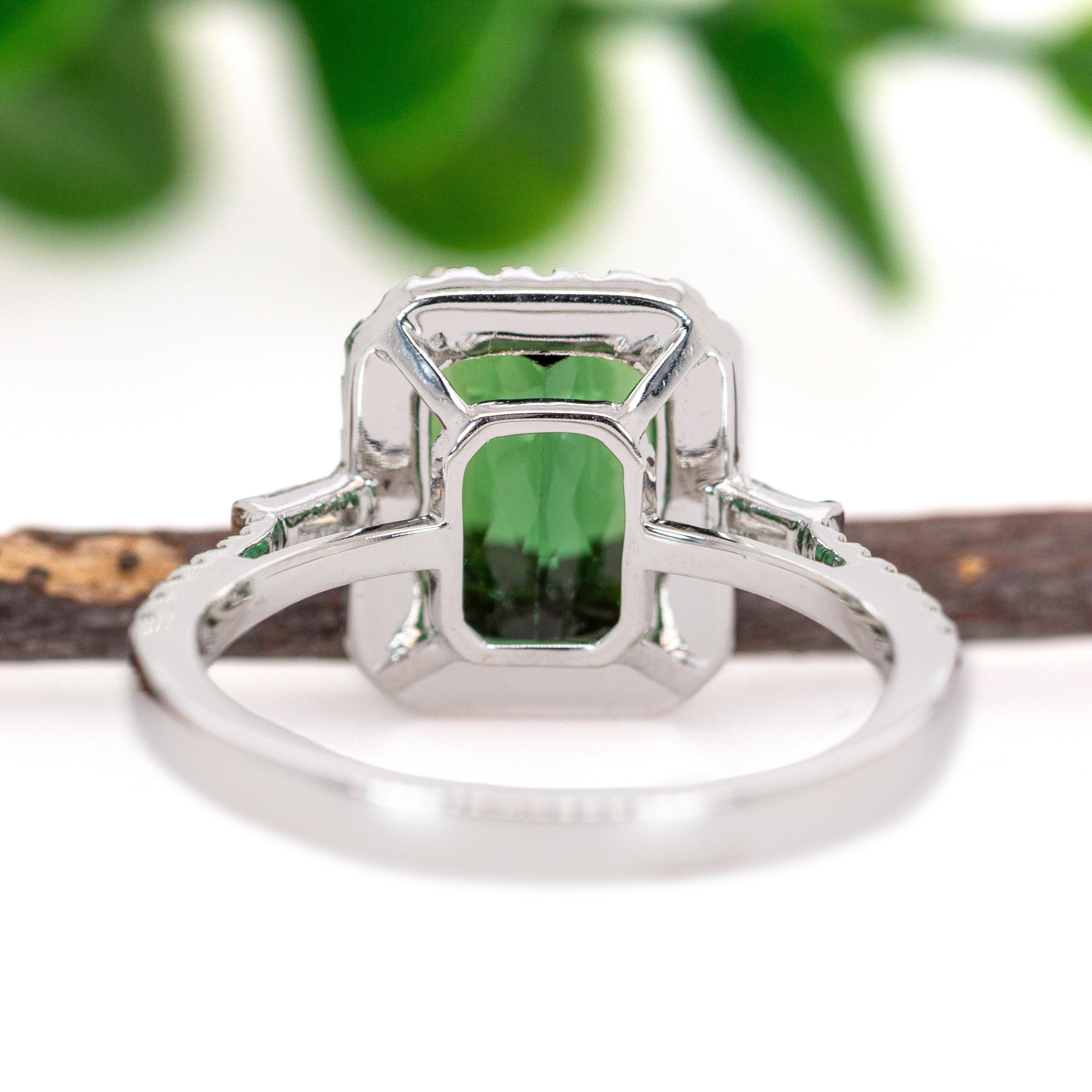 Bague tourmaline indicolite 2,6 carats avec diamants naturels en or massif 14 carats CU 9x7 mm Neuf - En vente à Columbus, OH