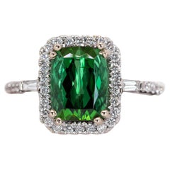 2.6cts Indicolite Tourmaline Ring w Natural Diamonds in Solid 14K Gold CU 9x7mm