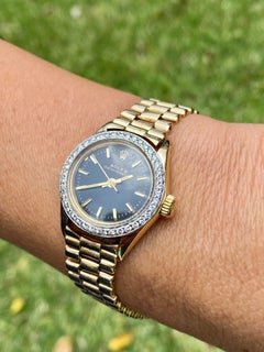Womens Rolex Black Face With Diamonds - For Sale on 1stDibs