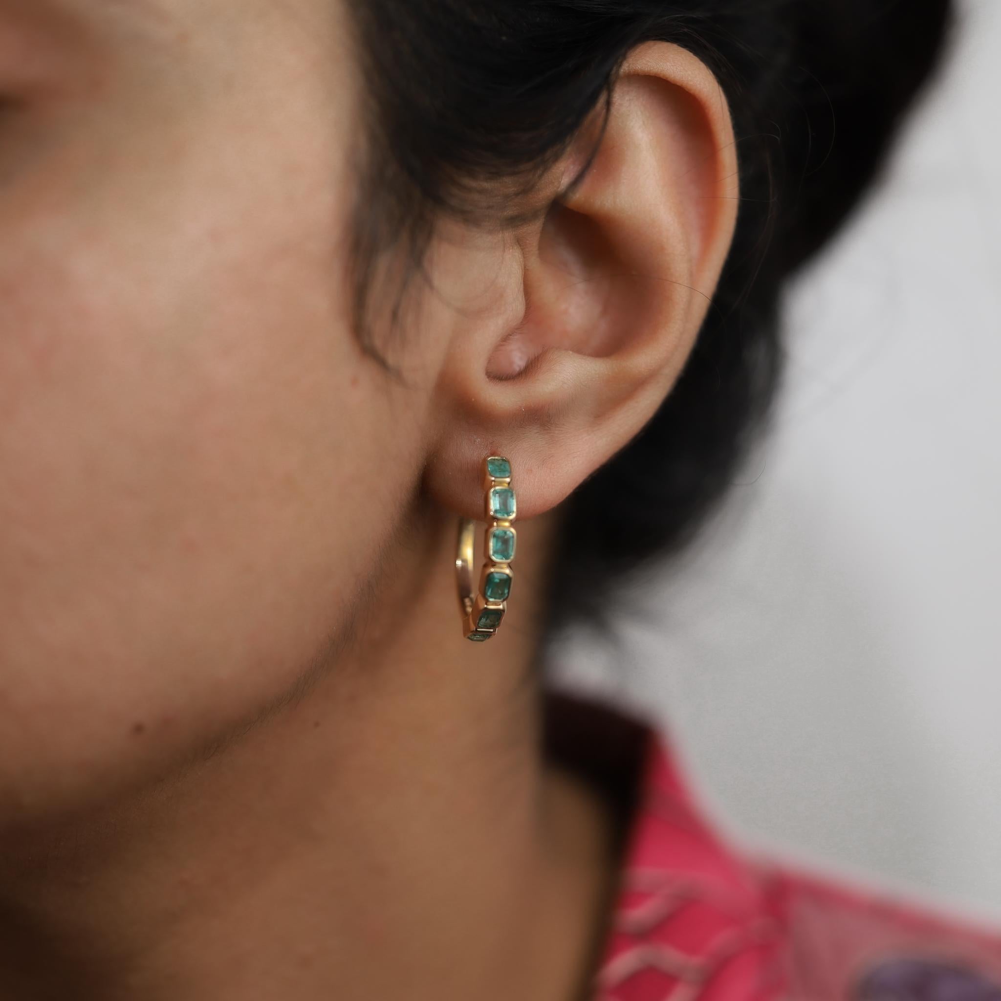 2,6 tcw natürlicher Smaragdschliff-Diamant-Ohrring aus 18 Karat Gelbgold - Farbe VS G im Angebot 5