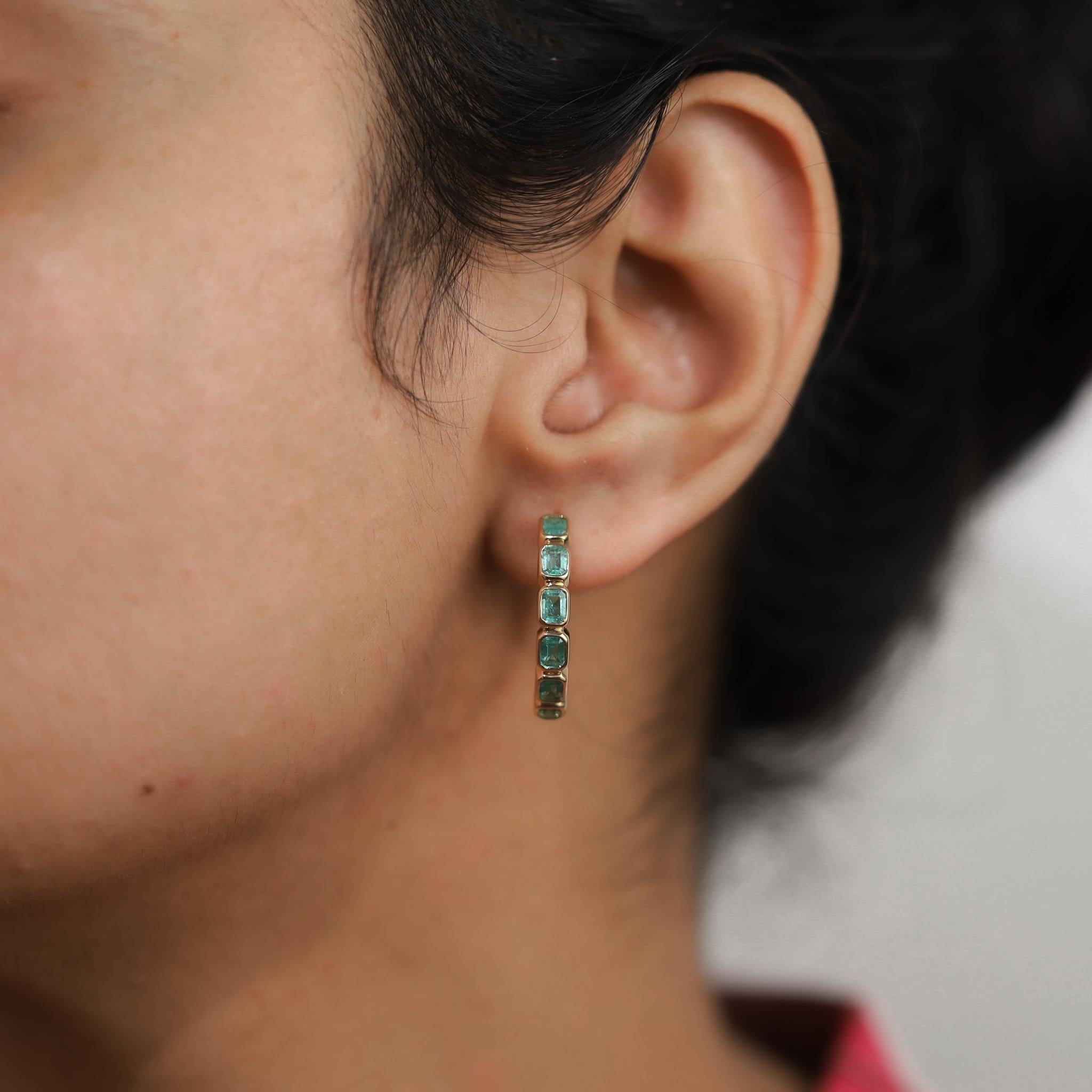 2,6 tcw natürlicher Smaragdschliff-Diamant-Ohrring aus 18 Karat Gelbgold - Farbe VS G im Angebot 6