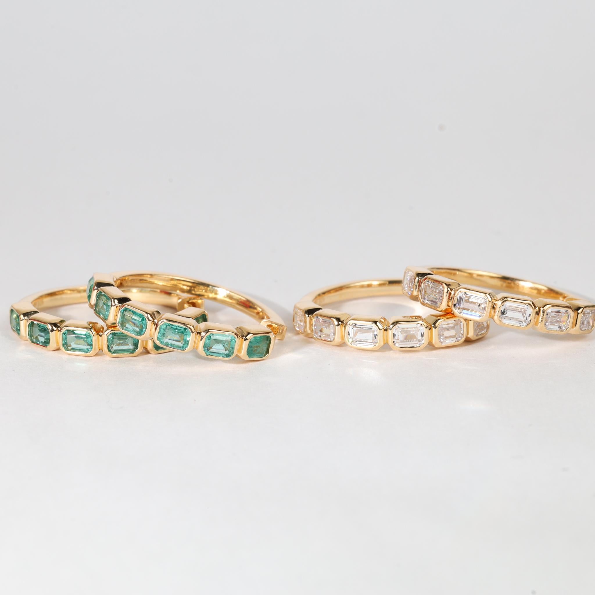 2,6 tcw natürlicher Smaragdschliff-Diamant-Ohrring aus 18 Karat Gelbgold - Farbe VS G im Angebot 3