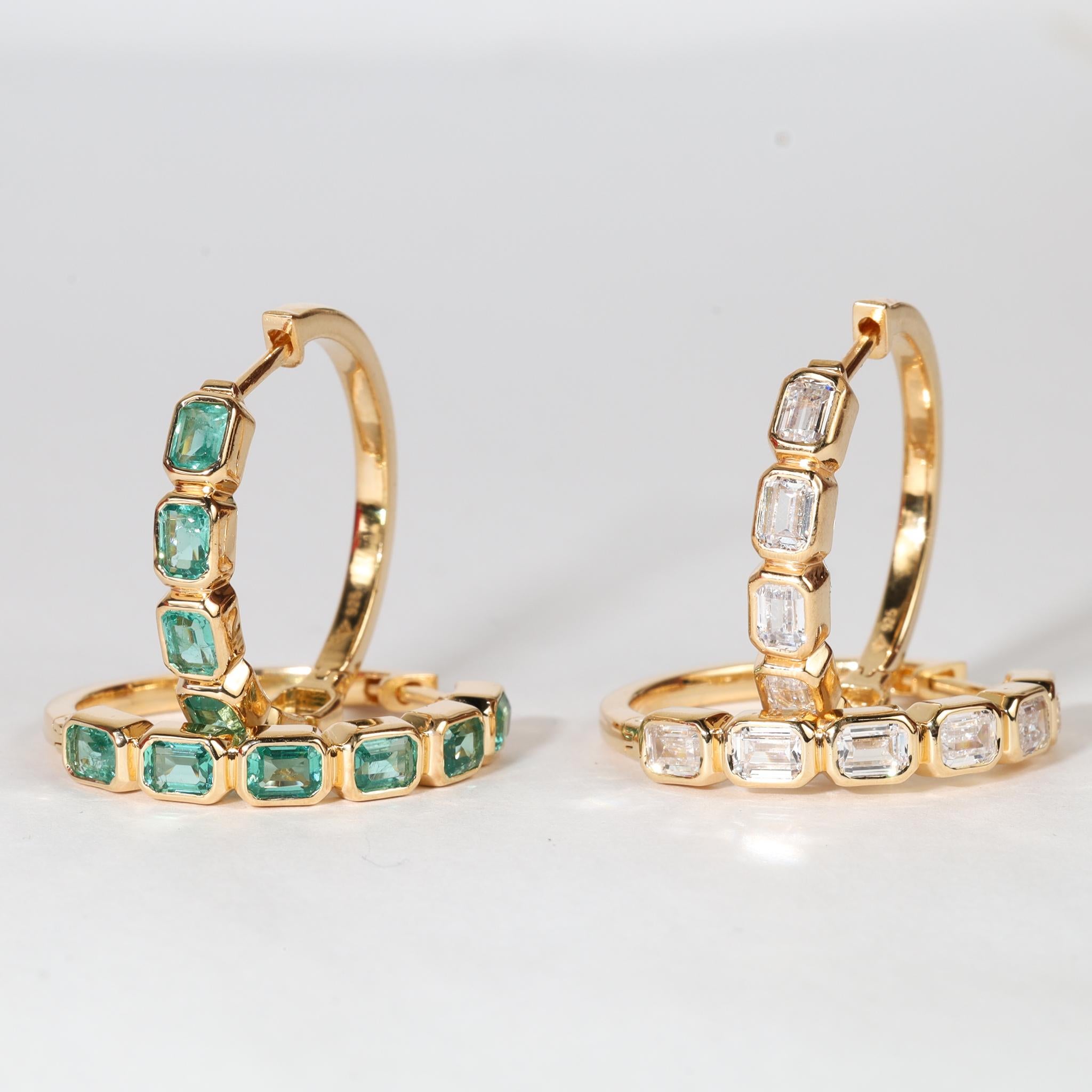 2,6 tcw natürlicher Smaragdschliff-Diamant-Ohrring aus 18 Karat Gelbgold - Farbe VS G im Angebot 4