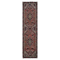2'6"x10' Amber Brown Vintage Zoroastrian Hamadan Hand Knotted Wool Runner Rug