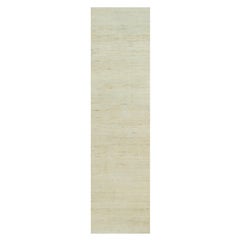 2'6 "x10' Tapis de course Ballet White Lori Buft Gabbeh Laine unie nouée à la main