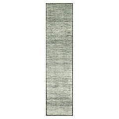 2'6 "x10' Tapis de course en pure laine nouée à la main, vert bouteille Distressed Grass Design