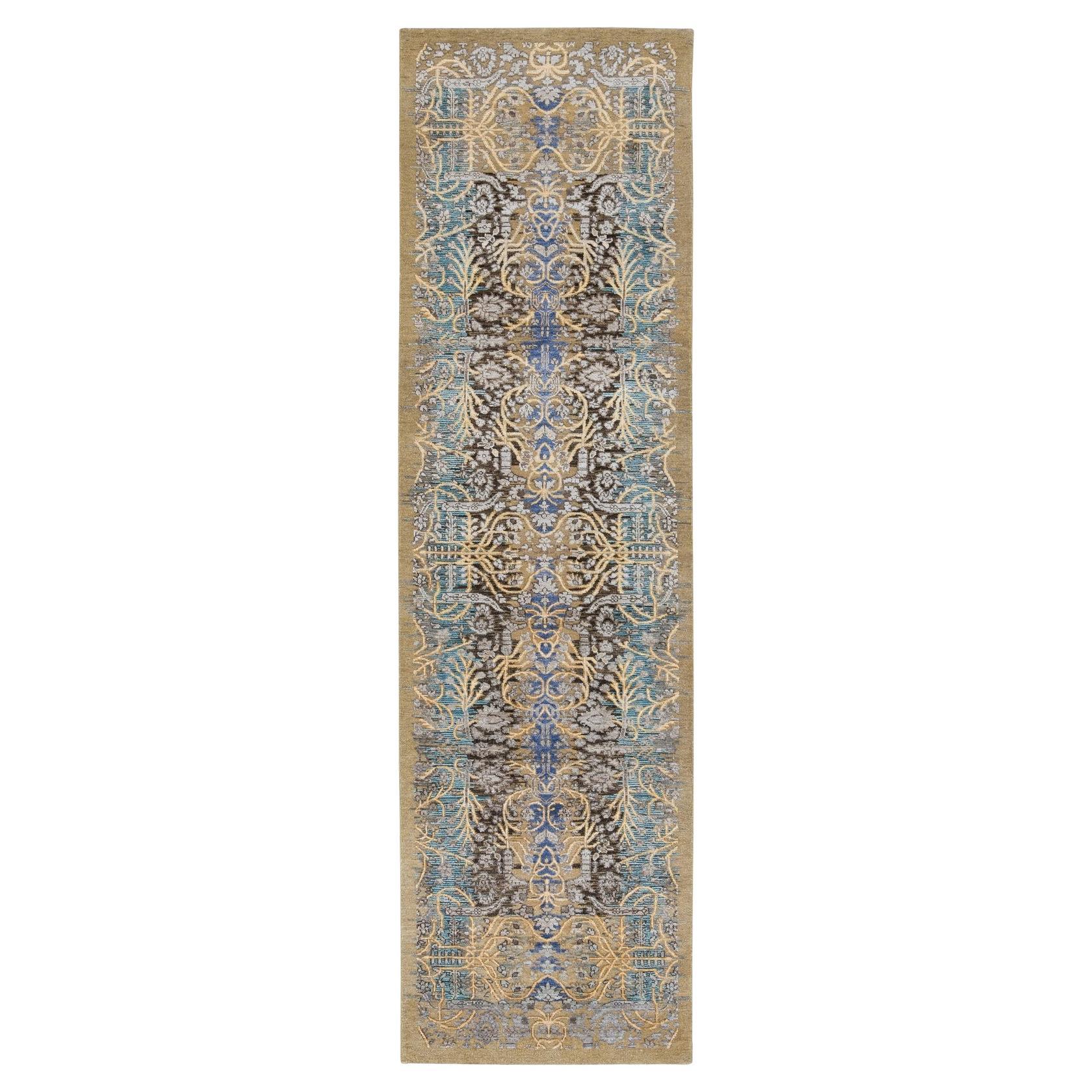 Tappeto Runner Sarouk Transitional 2
6 "x10
in seta marrone oro con lana, annodato a mano