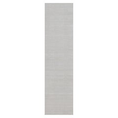2'6"x10' Ivory Plain Modern Striae Design Polyester Hand Loomed Runner Rug