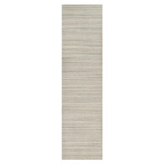2'6 "x10' Leinen Elfenbein Einfarbig Modernes Design Ungefärbt Reine Wolle Handgewobener Teppich