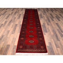 2'6"x10' Red Hand Knotted Princess Bokara Tribal Medallions All Wool Runner Rug