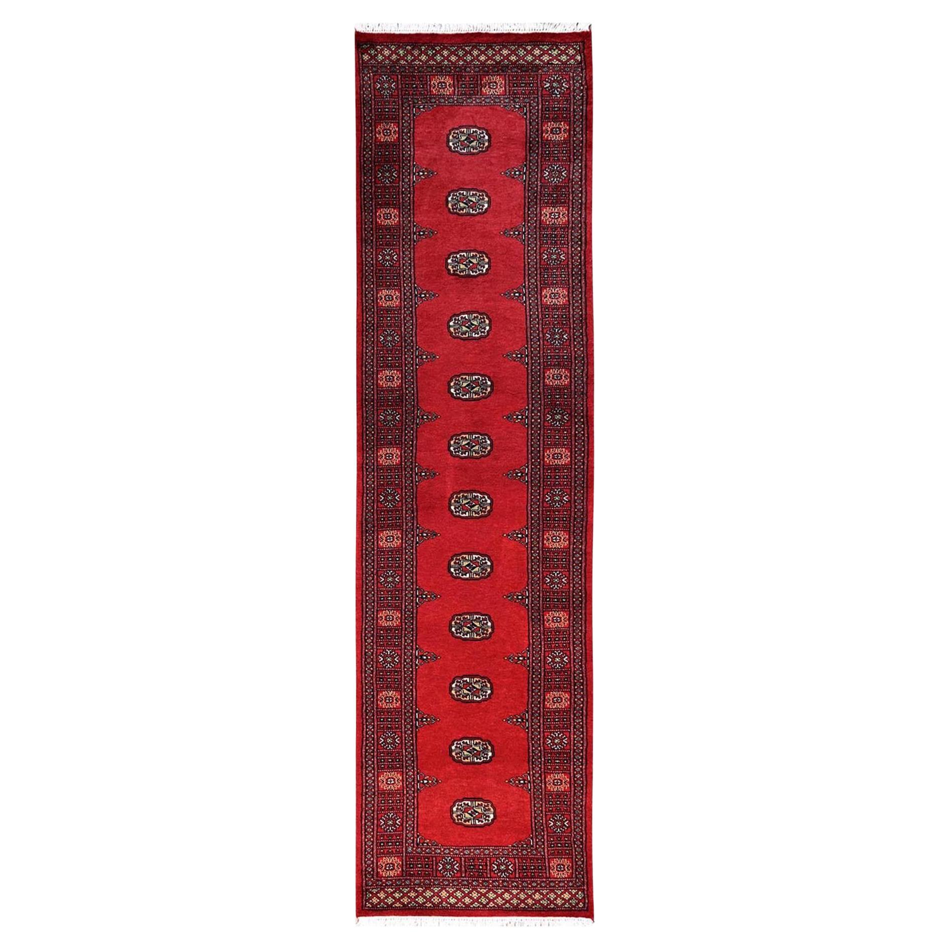 2
6"x10
Red Hand Knotted Princess Bokara Tribal Medallions All Wool Runner Rug