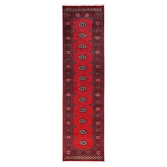 2
6"x10
 Red Hand Knotted Princess Bokara Tribal Medallions All Wool Runner Rug