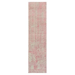 Tappeto Runner rosa 2'6 "x10' in lana e seta artistica Jacquard lavorato a mano