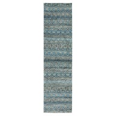 2'6"x10' Yale Blau, 100 % Wolle, handgeknüpfter, Kohinoor Herat Design-Läufer
