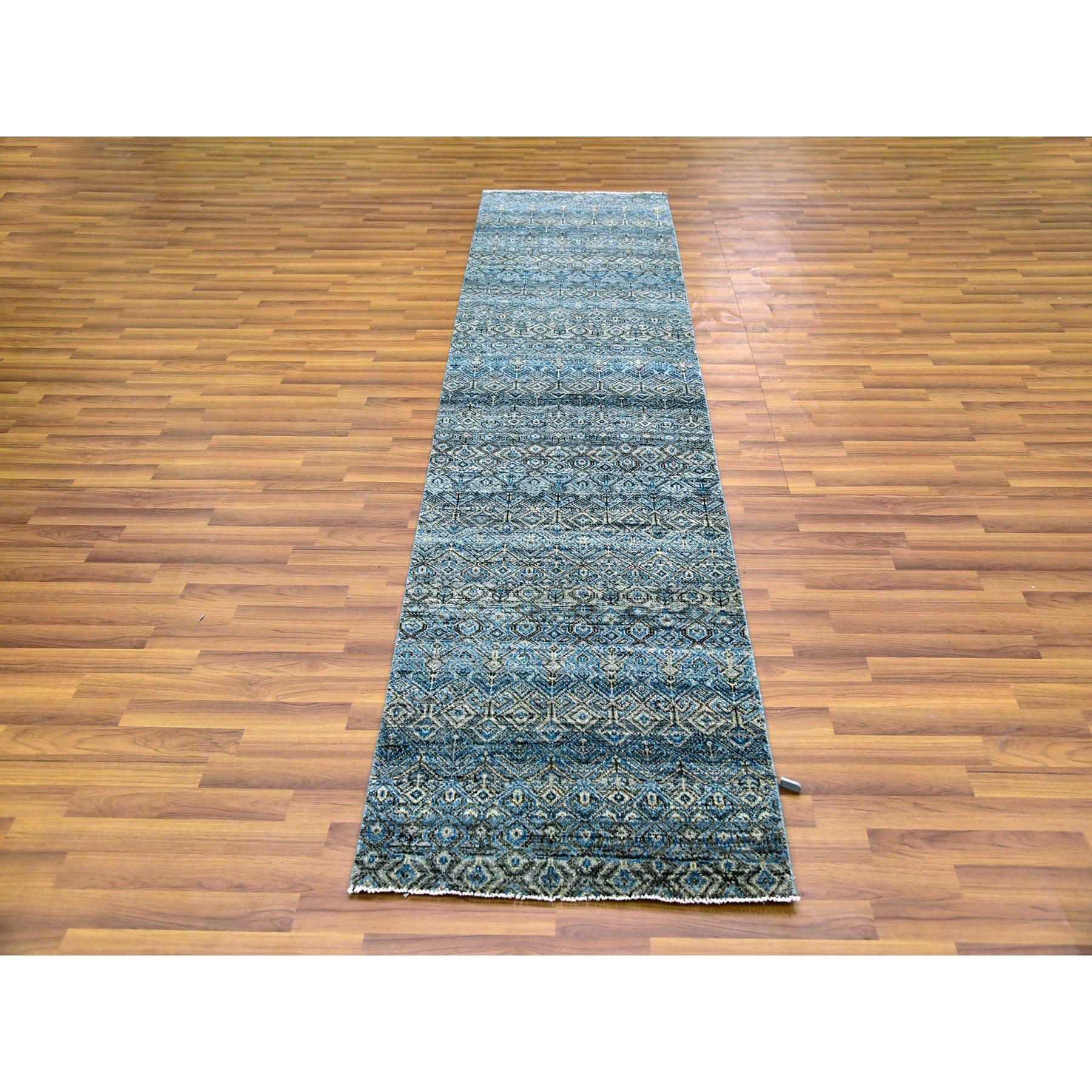 Yale Blue, Hand Knotted, Kohinoor Herat Small Geometric Repetitive Design, 100% Plush Wool, Runner Oriental Rug
Primary materials: Wool
Latex: No Pile 
height: 0.25 Inches
Style: Transitional
Primary color: Blue
Secondary colors: Ivory, Black,