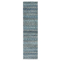 2'6"x10' Yale Blue Hand Knotted Kohinoor Herat Design Wool Runner Rug