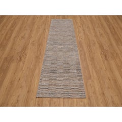 Tapis de passage en polyester tissé à la main, motif quadrillé moderne « Beaver Brown », 2'6" x 10'1"