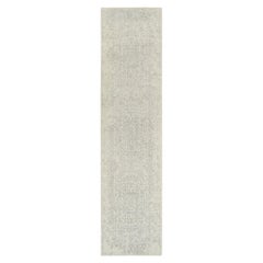 2'6 "x10'1" Beige Alfombra oriental de lana tejida a mano con base vegetal y seda