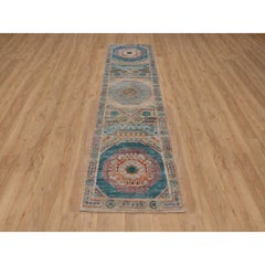 2'6"x10'1" Brown Mamluk Design Hand Knotted Textured Wool and Silk Runner Rug
