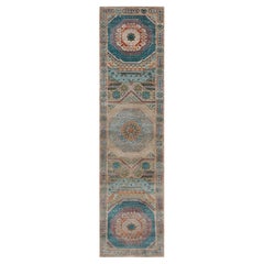 2'6"x10'1" Brown Mamluk Design Hand Knotted Textured Wool and Silk Runner Rug