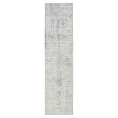 2'6 "x10'1" Grigio Moderno Filato a mano non tinto in lana naturale annodata a mano Runner Rugs