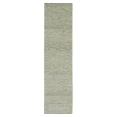 2'6"x10'1" Moderne White Hand Knotted Modern Grass 100% Wool Runner Oriental Rug