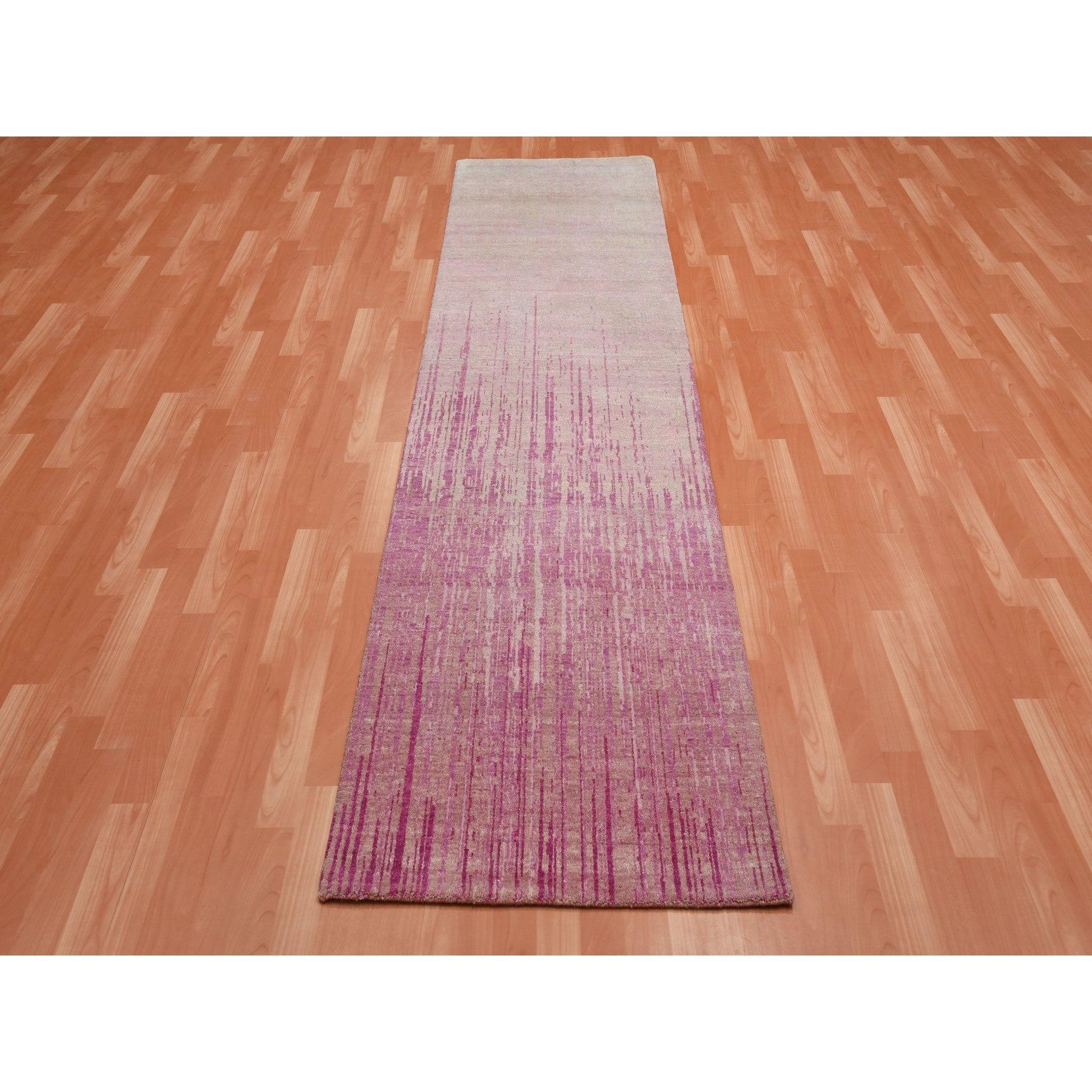 This is a truly genuine one-of-a-kind Pink Vertical Ombre Design Wool Hand Knotted Runner Oriental Rug. It has been Knotted for months and months in the centuries-old weaving craftsmanship techniques by expert artisans.
Primary materials: