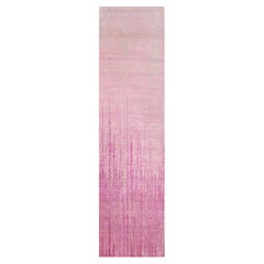 2'6"x10'1" Pink Vertical Ombre Design Wool Hand Knotted Runner Oriental Rug