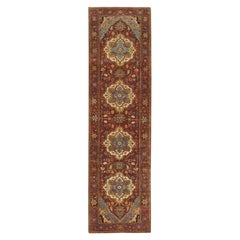 2'6"x10'1" Red Hand Knotted Antiqued Fine Heriz Soft Wool Runner Oriental Rug