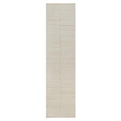 2'6"x10'2" Ivory Modern Piled Flat Weave Textured Hand Knotted Wool Runner Rug