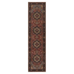 2'6"x10'2" Red Antiqued Fine Heriz Re-Creation Pure Wool Hand Knotted Runner Rug