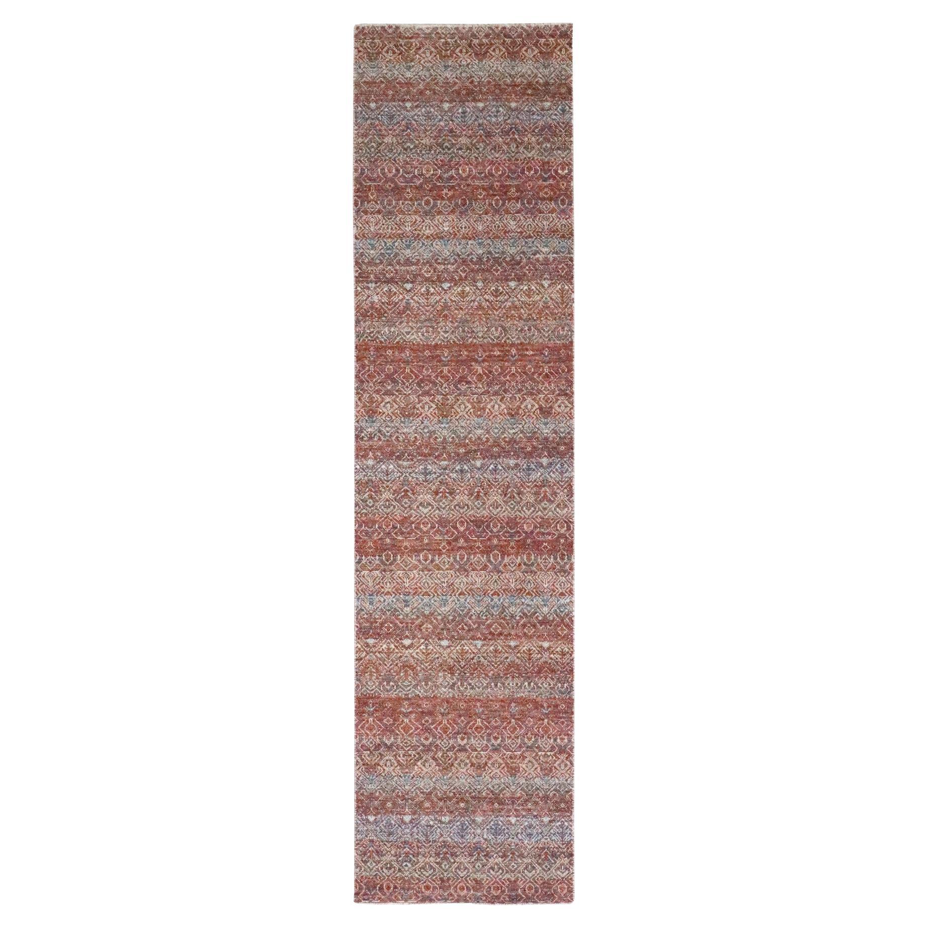 2'6"x10'2" Red Kohinoor Herat Geometric Pattern Hand Knotted Soft Wool Runner Ru