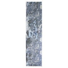 2'6"x10'2" Wool & Silk Abstract Design with Persian Knot Denser Weave Runner Rug