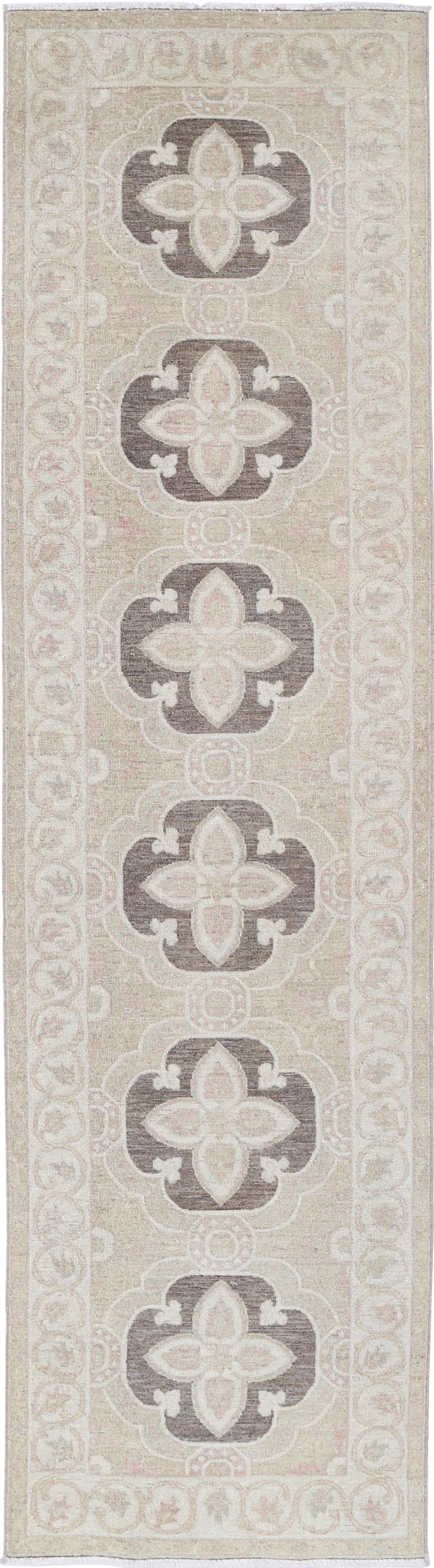 2.6x10.3 ft New Hallway Runner Rug. Handknotted Kitchen Runner Rug. 100% Wool
