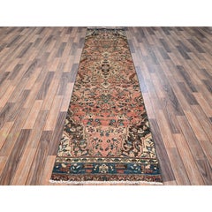 Tappeto Runner Vintage Persiano Lilahan Annodato a Mano in Pura Lana 2'6 "x10'3" color pesca