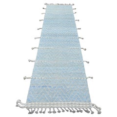 2
6"x10
5" Blue Moroccan Weave Geometric Design Hand Knotted Wool Runner Rug